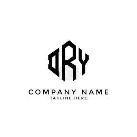 Illustration for DRY letter logo design with polygon shape. DRY polygon and cube shape logo design. DRY hexagon vector logo template white and black colors. DRY monogram, business and real estate logo. - Royalty Free Image
