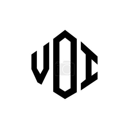Illustration for VOI letter logo design with polygon shape. VOI polygon and cube shape logo design. VOI hexagon vector logo template white and black colors. VOI monogram, business and real estate logo. - Royalty Free Image