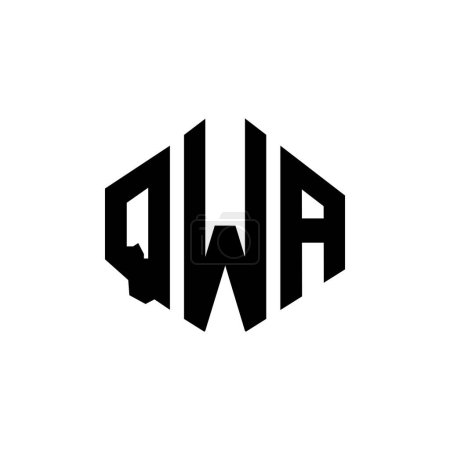 Téléchargez les illustrations : QWA letter logo design with polygon shape. QWA polygon and cube shape logo design. QWA hexagon vector logo template white and black colors. QWA monogram, business and real estate logo. - en licence libre de droit