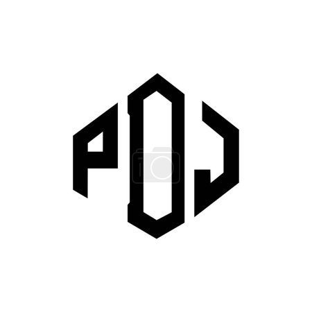Ilustración de PDJ letter logo design with polygon shape. PDJ polygon and cube shape logo design. PDJ hexagon vector logo template white and black colors. PDJ monogram, business and real estate logo. - Imagen libre de derechos