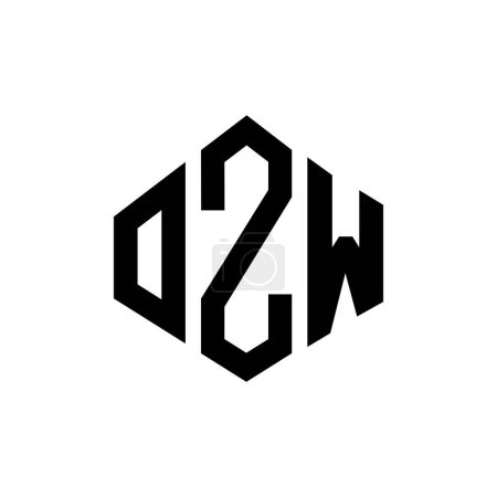 Ilustración de OZW letter logo design with polygon shape. OZW polygon and cube shape logo design. OZW hexagon vector logo template white and black colors. OZW monogram, business and real estate logo. - Imagen libre de derechos