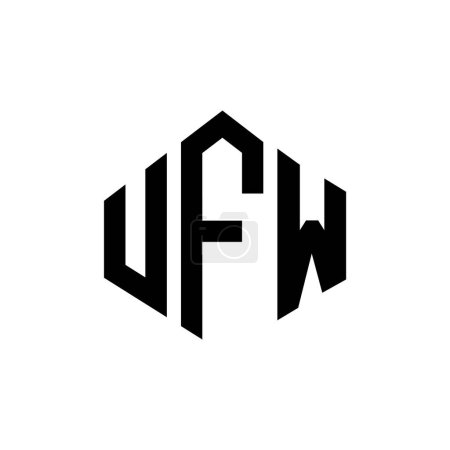 Illustration for UFW letter logo design with polygon shape. UFW polygon and cube shape logo design. UFW hexagon vector logo template white and black colors. UFW monogram, business and real estate logo. - Royalty Free Image
