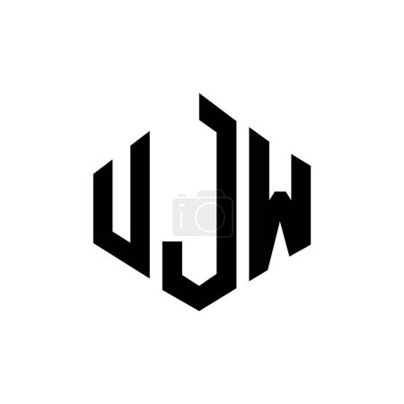 Illustration for UJW letter logo design with polygon shape. UJW polygon and cube shape logo design. UJW hexagon vector logo template white and black colors. UJW monogram, business and real estate logo. - Royalty Free Image