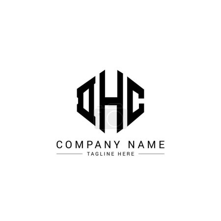 Illustration for DHC letter logo design with polygon shape. DHC polygon and cube shape logo design. DHC hexagon vector logo template white and black colors. DHC monogram, business and real estate logo. - Royalty Free Image