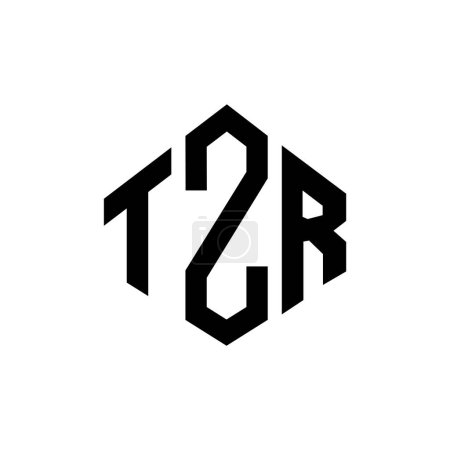 Ilustración de TZR letter logo design with polygon shape. TZR polygon and cube shape logo design. TZR hexagon vector logo template white and black colors. TZR monogram, business and real estate logo. - Imagen libre de derechos
