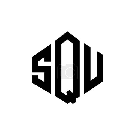 Ilustración de SQU letter logo design with polygon shape. SQU polygon and cube shape logo design. SQU hexagon vector logo template white and black colors. SQU monogram, business and real estate logo. - Imagen libre de derechos