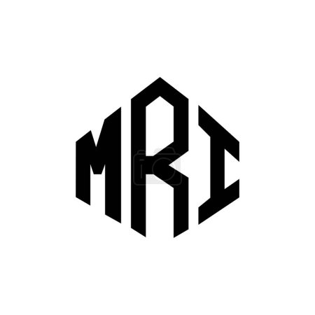 Illustration for MRI letter logo design with polygon shape. MRI polygon and cube shape logo design. MRI hexagon vector logo template white and black colors. MRI monogram, business and real estate logo. - Royalty Free Image