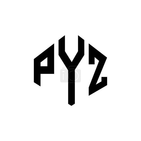 Ilustración de PYZ letter logo design with polygon shape. PYZ polygon and cube shape logo design. PYZ hexagon vector logo template white and black colors. PYZ monogram, business and real estate logo. - Imagen libre de derechos