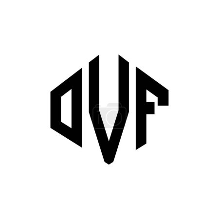 Illustration for OVF letter logo design with polygon shape. OVF polygon and cube shape logo design. OVF hexagon vector logo template white and black colors. OVF monogram, business and real estate logo. - Royalty Free Image