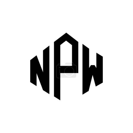Illustration for NPW letter logo design with polygon shape. NPW polygon and cube shape logo design. NPW hexagon vector logo template white and black colors. NPW monogram, business and real estate logo. - Royalty Free Image