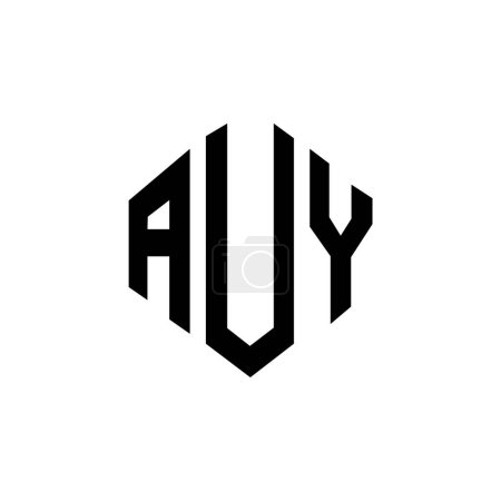 Illustration for AUY letter logo design with polygon shape. AUY polygon and cube shape logo design. AUY hexagon vector logo template white and black colors. AUY monogram, business and real estate logo. - Royalty Free Image
