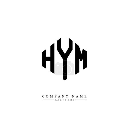 Ilustración de HYM letter logo design with polygon shape. HYM polygon and cube shape logo design. HYM hexagon vector logo template white and black colors. HYM monogram, business and real estate logo. - Imagen libre de derechos
