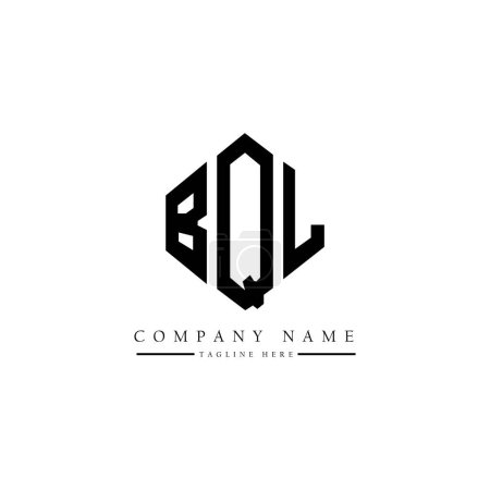 Illustration for BQL letter logo design with polygon shape. BQL polygon and cube shape logo design. BQL hexagon vector logo template white and black colors. BQL monogram, business and real estate logo. - Royalty Free Image