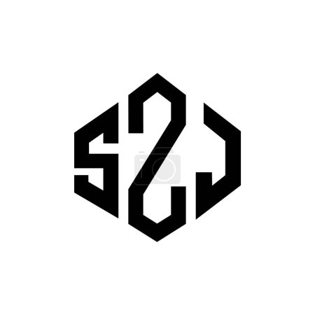 Illustration for SZJ letter logo design with polygon shape. SZJ polygon and cube shape logo design. SZJ hexagon vector logo template white and black colors. SZJ monogram, business and real estate logo. - Royalty Free Image