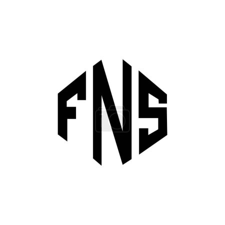 Illustration for FNS letter logo design with polygon shape. FNS polygon and cube shape logo design. FNS hexagon vector logo template white and black colors. FNS monogram, business and real estate logo. - Royalty Free Image