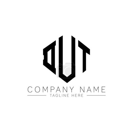 Illustration for DUT letter logo design with polygon shape. DUT polygon and cube shape logo design. DUT hexagon vector logo template white and black colors. DUT monogram, business and real estate logo. - Royalty Free Image