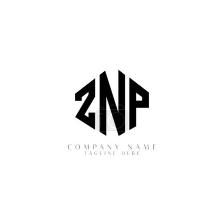 Illustration for ZNP letter logo design with polygon shape. ZNP polygon and cube shape logo design. ZNP hexagon vector logo template white and black colors. ZNP monogram, business and real estate logo. - Royalty Free Image