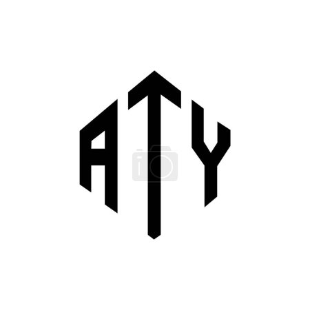 Illustration for ATY letter logo design with polygon shape. ATY polygon and cube shape logo design. ATY hexagon vector logo template white and black colors. ATY monogram, business and real estate logo. - Royalty Free Image
