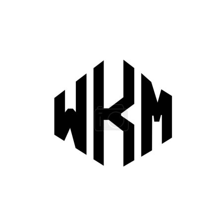 Illustration for WKM letter logo design with polygon shape. WKM polygon and cube shape logo design. WKM hexagon vector logo template white and black colors. WKM monogram, business and real estate logo. - Royalty Free Image