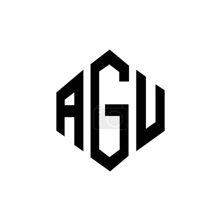 Ilustración de AGU letter logo design with polygon shape. AGU polygon and cube shape logo design. AGU hexagon vector logo template white and black colors. AGU monogram, business and real estate logo. - Imagen libre de derechos