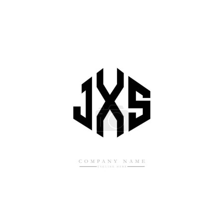 Illustration for JXS letter logo design with polygon shape. JXS polygon and cube shape logo design. JXS hexagon vector logo template white and black colors. JXS monogram, business and real estate logo. - Royalty Free Image