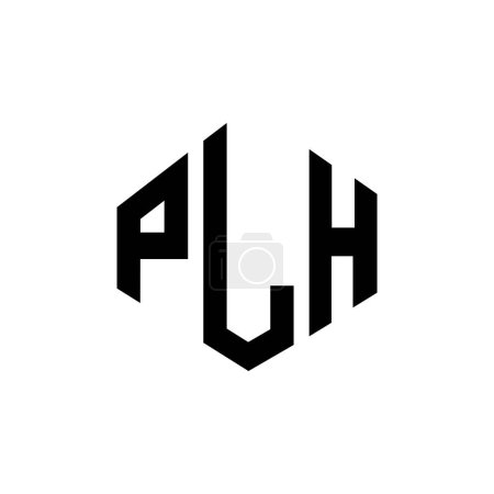 Illustration for PLH letter logo design with polygon shape. PLH polygon and cube shape logo design. PLH hexagon vector logo template white and black colors. PLH monogram, business and real estate logo. - Royalty Free Image