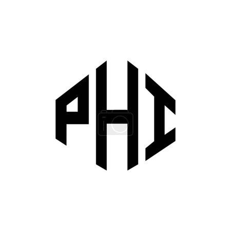 Ilustración de Diseño del logotipo de la letra PHI con forma de polígono. Diseño de logotipo en forma de polígono y cubo PHI. Plantilla de logotipo de vector hexágono PHI colores blanco y negro. Monograma PHI, logotipo comercial e inmobiliario. - Imagen libre de derechos