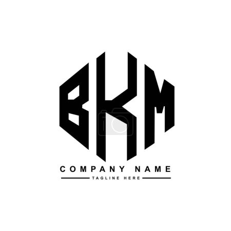 Illustration for BKM letter logo design with polygon shape. BKM polygon and cube shape logo design. BKM hexagon vector logo template white and black colors. BKM monogram, business and real estate logo. - Royalty Free Image