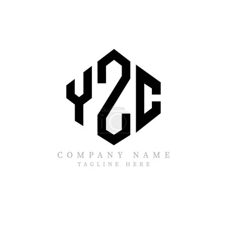 Illustration for YZC letter logo design with polygon shape. YZC polygon and cube shape logo design. YZC hexagon vector logo template white and black colors. YZC monogram, business and real estate logo. - Royalty Free Image