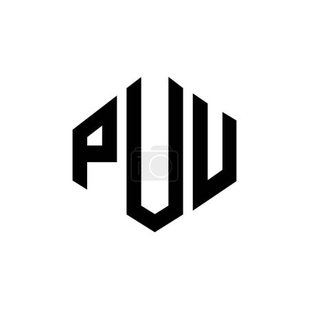 Illustration for PUU letter logo design with polygon shape. PUU polygon and cube shape logo design. PUU hexagon vector logo template white and black colors. PUU monogram, business and real estate logo. - Royalty Free Image
