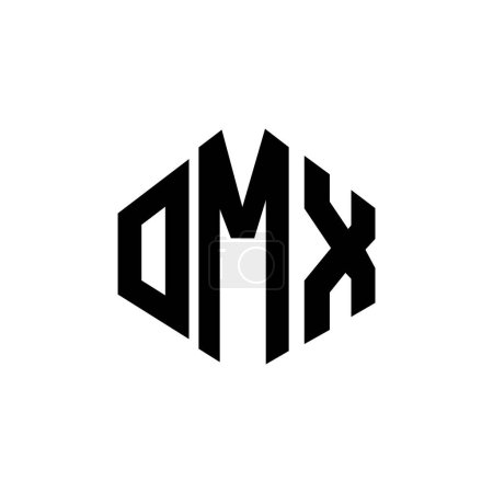 Téléchargez les illustrations : OMX lettre logo design avec forme de polygone. OMX polygone et forme de cube logo design. Modèle de logo vectoriel OMX hexagone blanc et noir. Monogramme OMX, logo commercial et immobilier. - en licence libre de droit