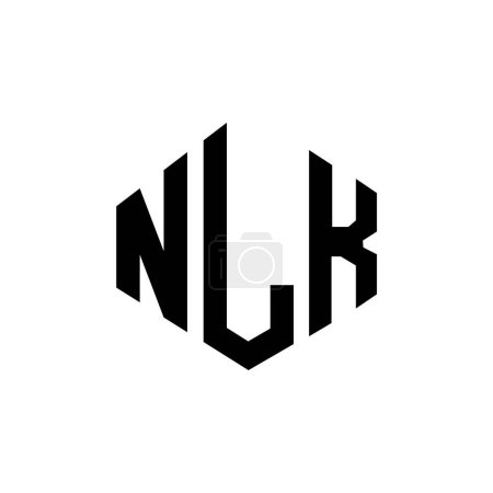 Illustration for NLK letter logo design with polygon shape. NLK polygon and cube shape logo design. NLK hexagon vector logo template white and black colors. NLK monogram, business and real estate logo. - Royalty Free Image