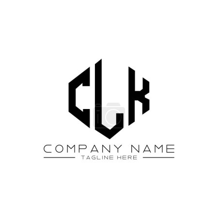 Ilustración de Diseño del logotipo de la letra CLK con forma de polígono. Diseño de logotipo en forma de polígono y cubo CLK. Plantilla de logotipo de hexágono CLK colores blanco y negro. Monograma CLK, logotipo de negocios e inmuebles. - Imagen libre de derechos