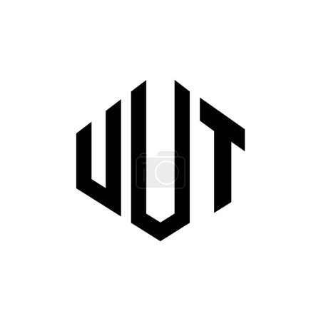 Illustration for UUT letter logo design with polygon shape. UUT polygon and cube shape logo design. UUT hexagon vector logo template white and black colors. UUT monogram, business and real estate logo. - Royalty Free Image