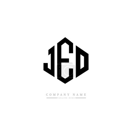 Illustration for JEO letter logo design with polygon shape. JEO polygon and cube shape logo design. JEO hexagon vector logo template white and black colors. JEO monogram, business and real estate logo. - Royalty Free Image