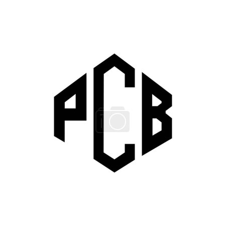 Illustration for PCB letter logo design with polygon shape. PCB polygon and cube shape logo design. PCB hexagon vector logo template white and black colors. PCB monogram, business and real estate logo. - Royalty Free Image