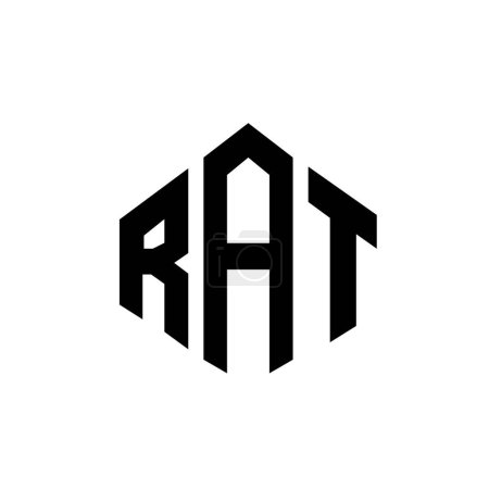 Téléchargez les illustrations : RAT letter logo design with polygon shape. RAT polygon and cube shape logo design. RAT hexagon vector logo template white and black colors. RAT monogram, business and real estate logo. - en licence libre de droit