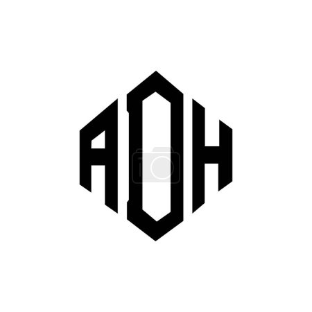 Illustration for ADH letter logo design with polygon shape. ADH polygon and cube shape logo design. ADH hexagon vector logo template white and black colors. ADH monogram, business and real estate logo. - Royalty Free Image