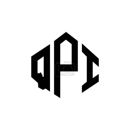 Ilustración de Diseño del logotipo de la letra QPI con forma de polígono. Diseño de logotipo de forma de polígono y cubo QPI. Plantilla de logotipo de vectores hexágono QPI colores blanco y negro. Monograma QPI, logotipo de negocios e inmuebles. - Imagen libre de derechos
