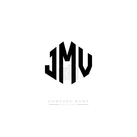 Illustration for JMV letter logo design with polygon shape. JMV polygon and cube shape logo design. JMV hexagon vector logo template white and black colors. JMV monogram, business and real estate logo. - Royalty Free Image