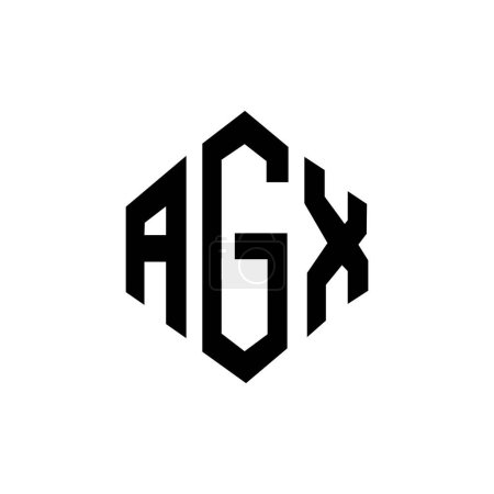 Illustration for AGX letter logo design with polygon shape. AGX polygon and cube shape logo design. AGX hexagon vector logo template white and black colors. AGX monogram, business and real estate logo. - Royalty Free Image
