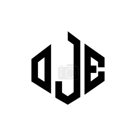 Ilustración de OJE letter logo design with polygon shape. OJE polygon and cube shape logo design. OJE hexagon vector logo template white and black colors. OJE monogram, business and real estate logo. - Imagen libre de derechos