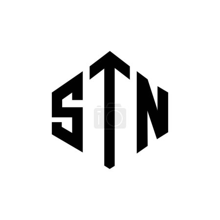 Ilustración de Diseño del logotipo de la letra STN con forma de polígono. Diseño del logotipo en forma de polígono y cubo STN. STN hexágono vector logotipo plantilla blanco y negro colores. Monograma STN, logotipo comercial e inmobiliario. - Imagen libre de derechos