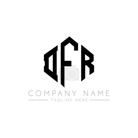 Illustration for DFR letter logo design with polygon shape. DFR polygon and cube shape logo design. DFR hexagon vector logo template white and black colors. DFR monogram, business and real estate logo. - Royalty Free Image
