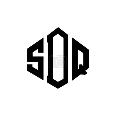 Illustration for SDQ letter logo design with polygon shape. SDQ polygon and cube shape logo design. SDQ hexagon vector logo template white and black colors. SDQ monogram, business and real estate logo. - Royalty Free Image