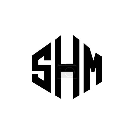 Illustration for SHM letter logo design with polygon shape. SHM polygon and cube shape logo design. SHM hexagon vector logo template white and black colors. SHM monogram, business and real estate logo. - Royalty Free Image