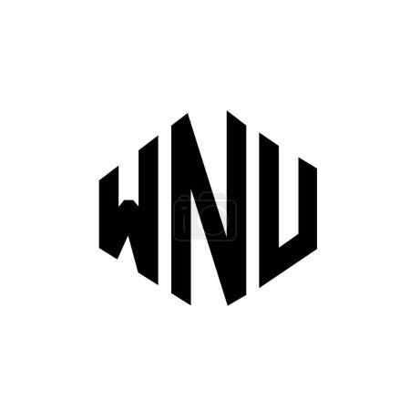 Téléchargez les illustrations : WNU lettre logo design avec forme de polygone. Conception de logo en polygone et cube WNU. Modèle de logo vectoriel hexagonal WNU blanc et noir. Monogramme WNU, logo commercial et immobilier. - en licence libre de droit