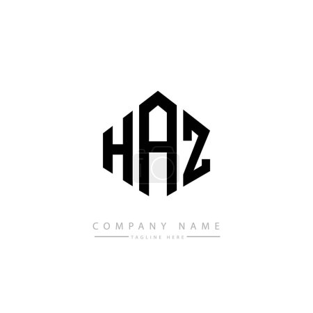 Illustration for HAZ letter logo design with polygon shape. HAZ polygon and cube shape logo design. HAZ hexagon vector logo template white and black colors. HAZ monogram, business and real estate logo. - Royalty Free Image