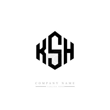 Illustration for KSH letter logo design with polygon shape. Cube shape logo design. Hexagon vector logo template white and black colors. Monogram, business and real estate logo. - Royalty Free Image