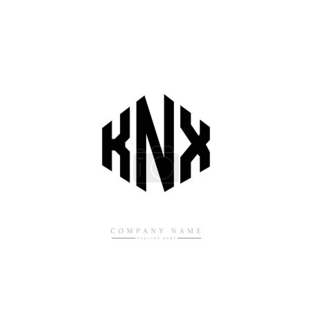 Ilustración de Diseño del logotipo de la letra KNX con forma de polígono. Diseño del logotipo en forma de cubo. Plantilla de logotipo de vector hexágono colores blanco y negro. Logotipo del monograma, del negocio y de bienes raíces. - Imagen libre de derechos
